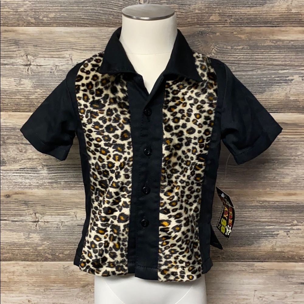 Ready Steady GO! Boy's Leopard Panel Button Up NWT